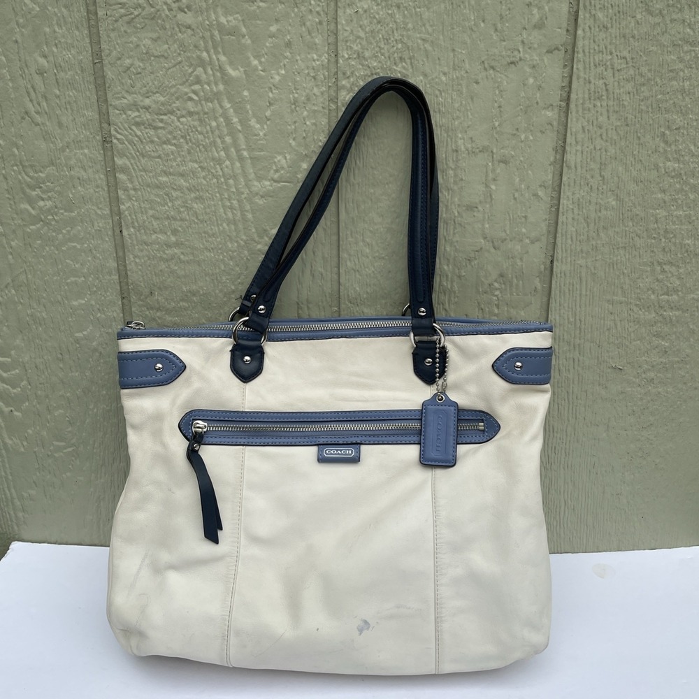 Coach Womens Hangbag Ivy/Blue F23922 Daisy spectator Emma Leather tote bag READ‎